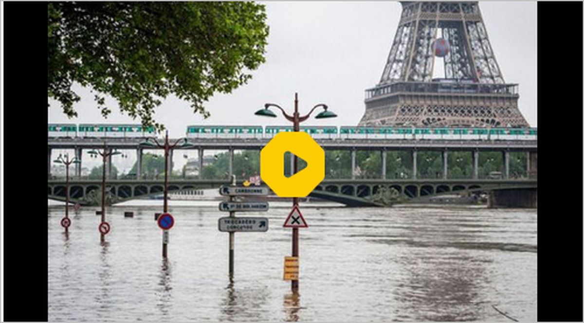 ببینید: بارش‌ باران‌های سیل‌آسا در پاریس زندگی را مختل کرد!