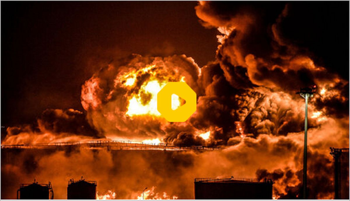 ببینید | لحظه حمله پهپادی به تانکرهای حامل سوخت در عراق