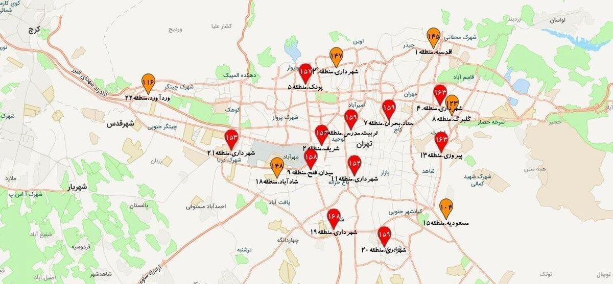 خبر فوری | این مناطق تهران در وضعیت قرمز آلودگی هوا