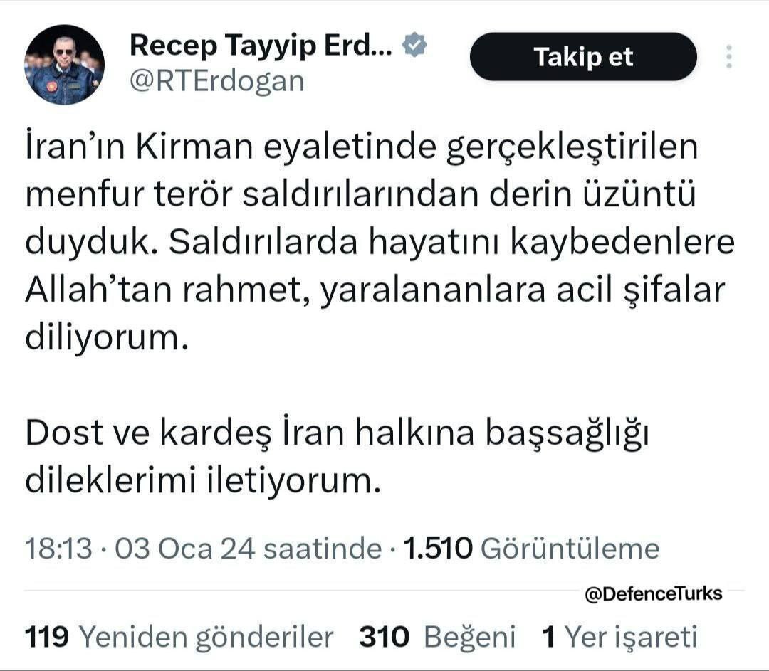 پیام تسلیت رجب طیب اردوغان به ایران پیام تسلیت رجب طیب اردوغان به ایران