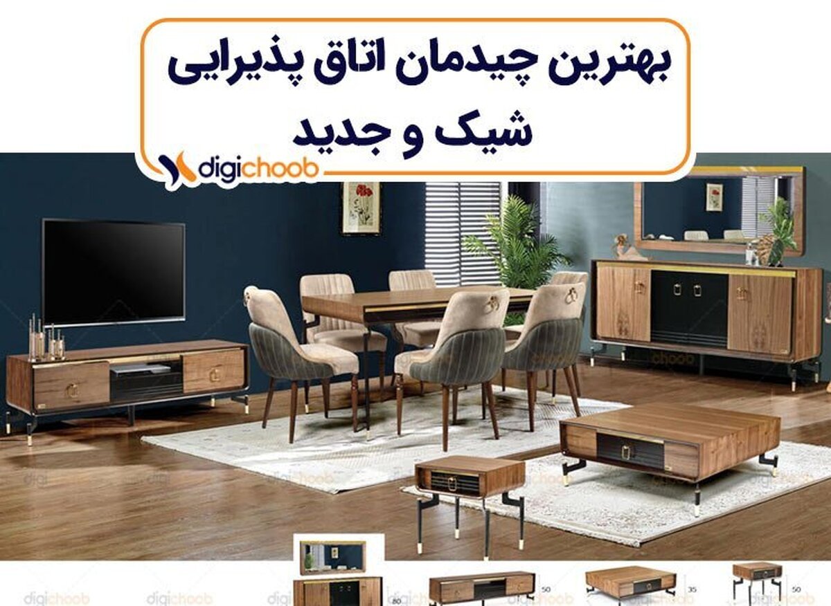 چیدمان اتاق پذیرایی شیک و جدید با دیجی چوب