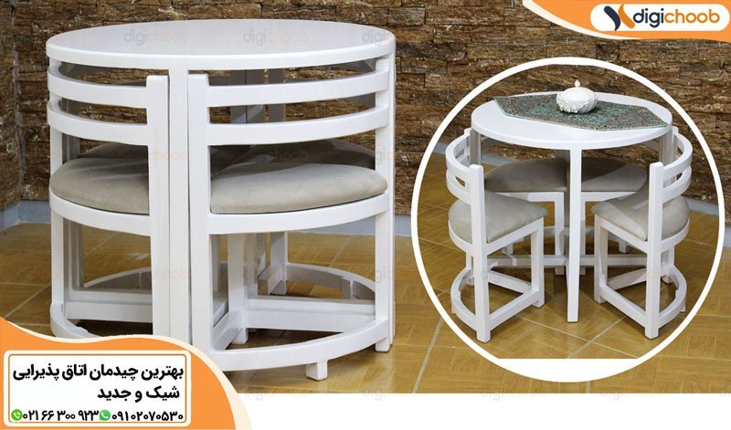 چیدمان اتاق پذیرایی شیک و جدید با دیجی چوب