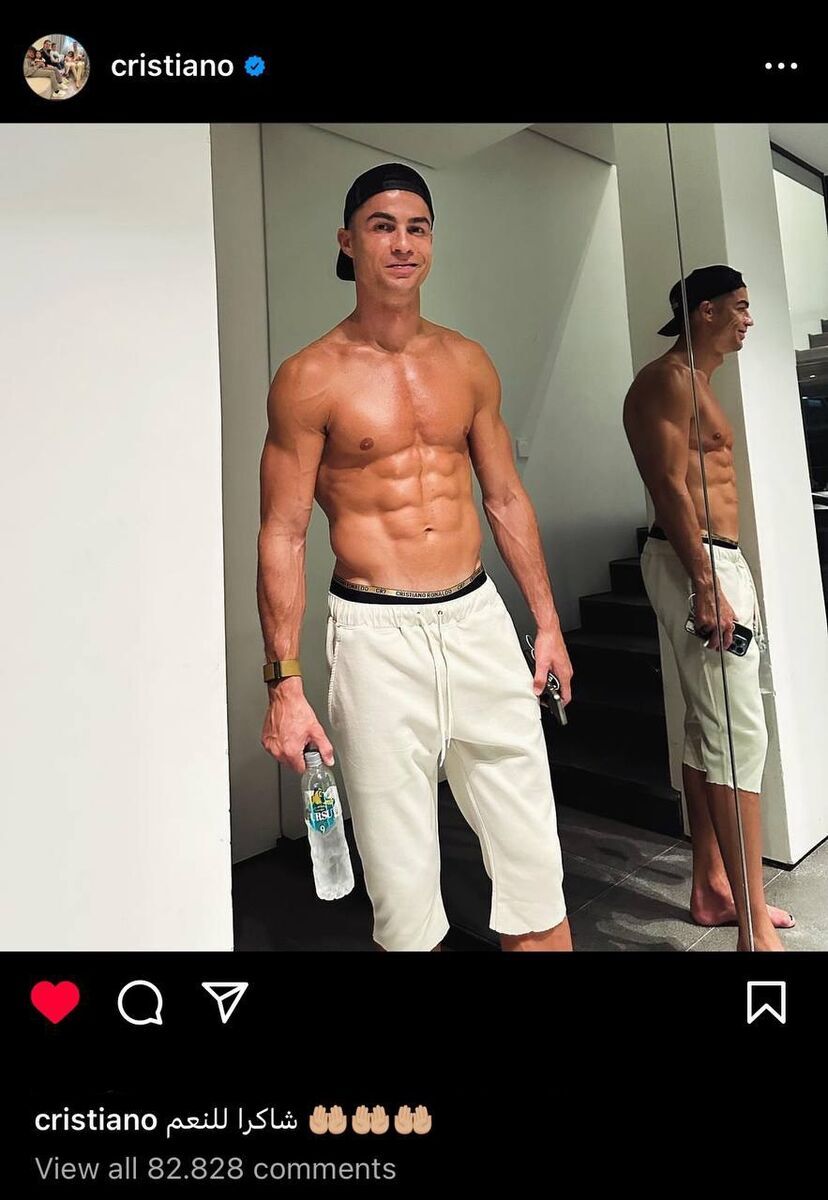 عکس | خط و نشان رونالدو برای مسی به زبان عربی! عکس | خط و نشان رونالدو برای مسی به زبان عربی!