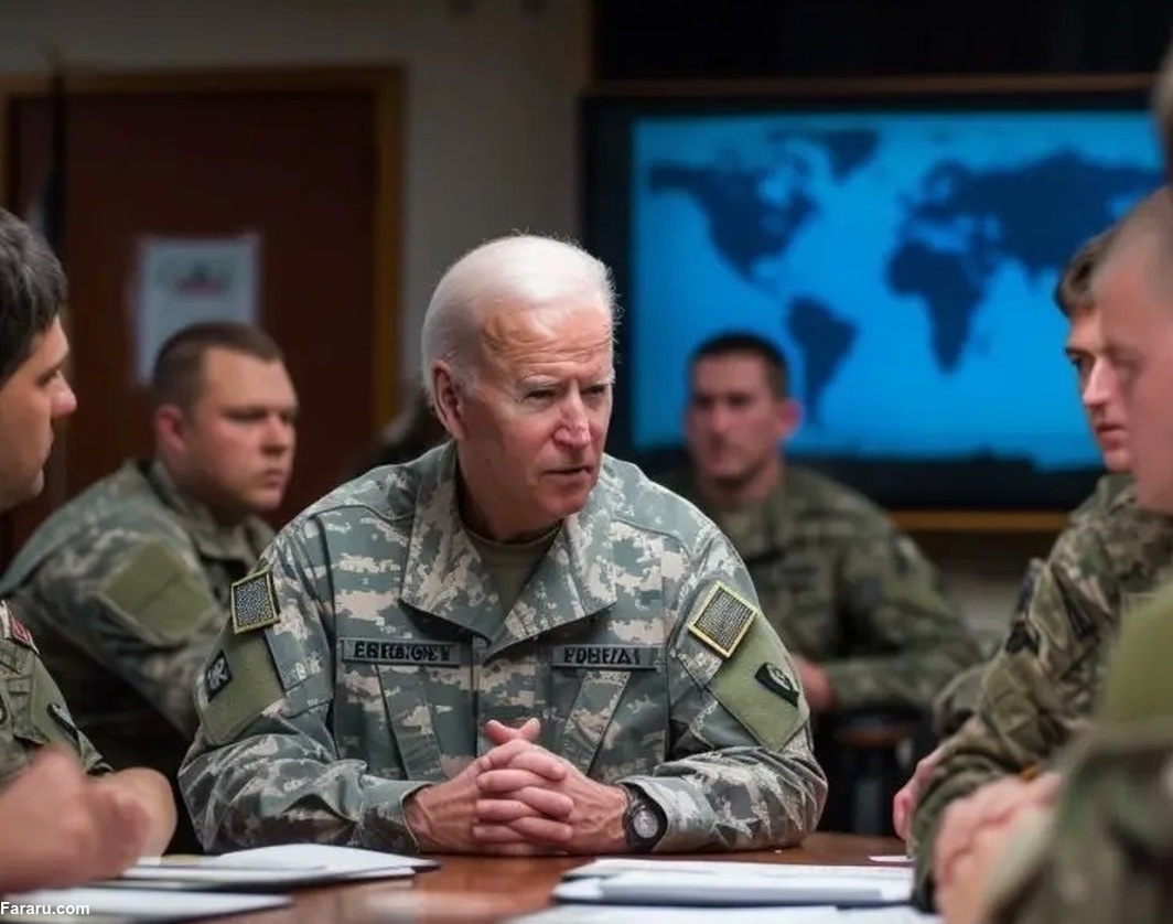 عکس | بایدن با یونیفرم نظامی در اتاق جنگ عکس | بایدن با یونیفرم نظامی در اتاق جنگ