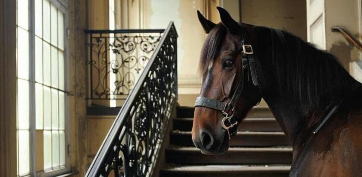 اسب دزدی در روز روشن | جیوان دزد با انتقال اسب به آپارتمان گرفتار پلیس شد
