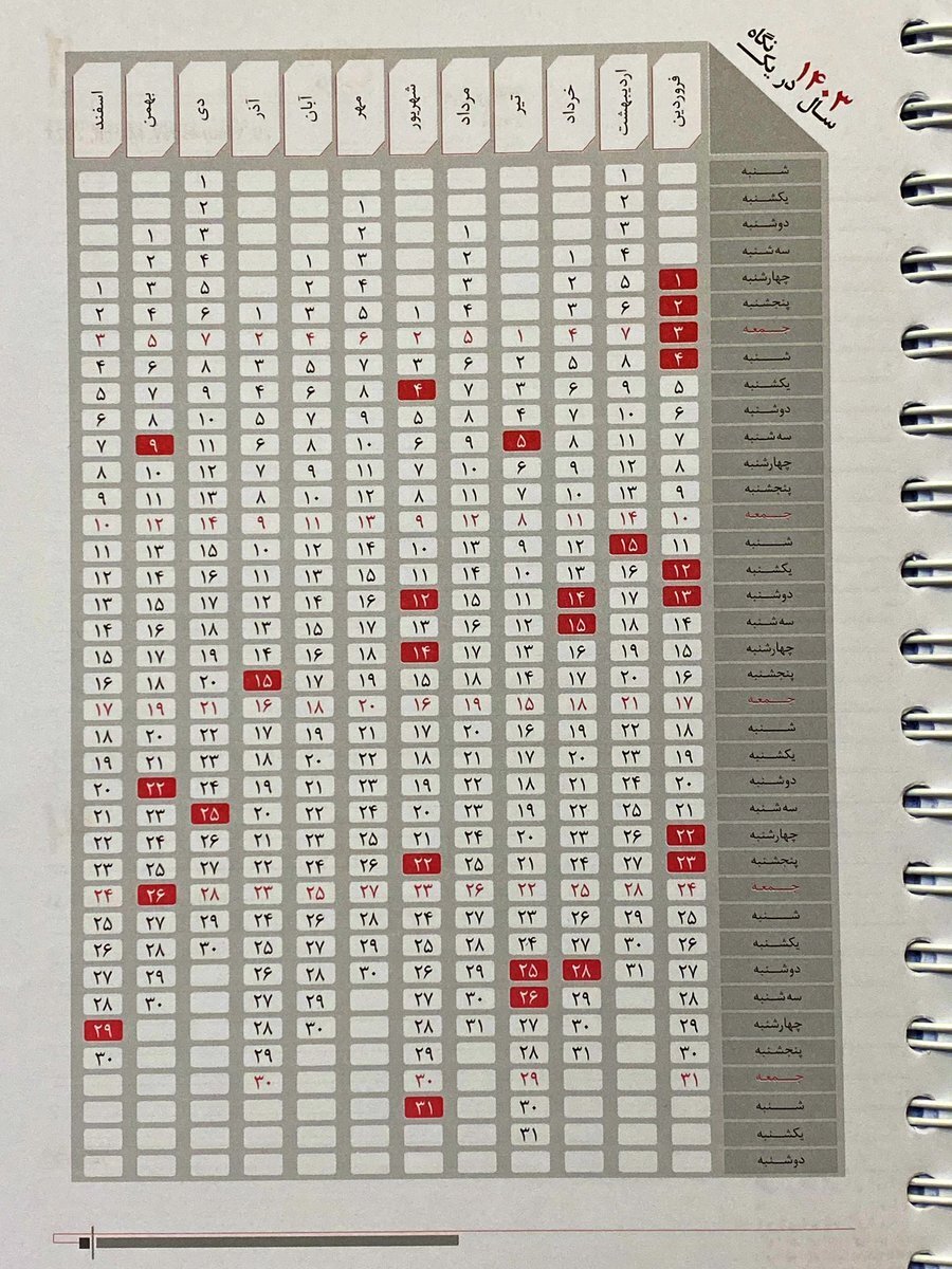 عکس | یک نکته قابل توجه در تقویم ۱۴۰۳