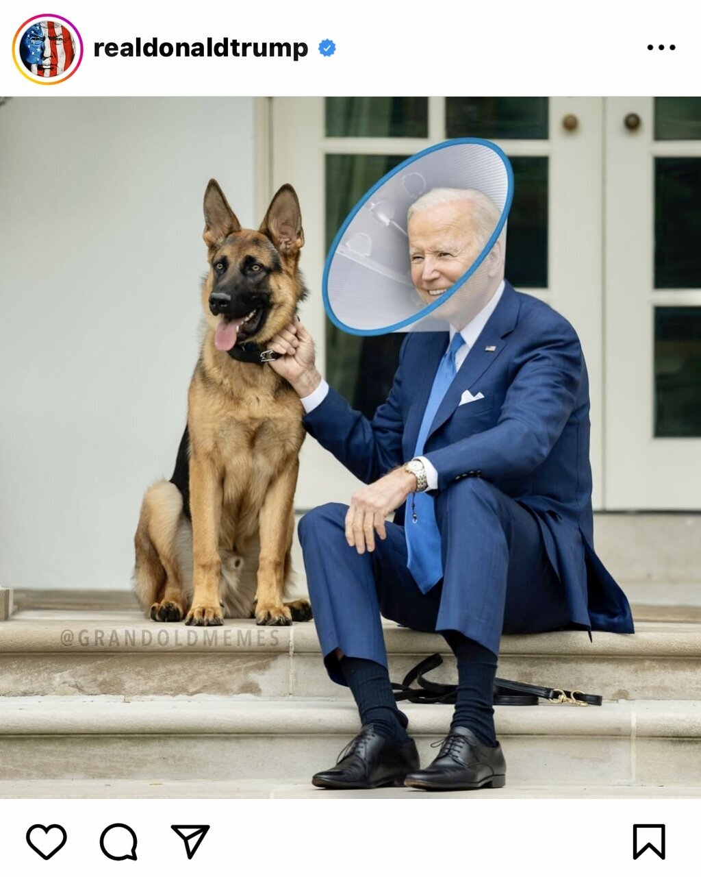 عکس | ترامپ با فوتوشاپ جای بایدن و سگش را عوض کرد!