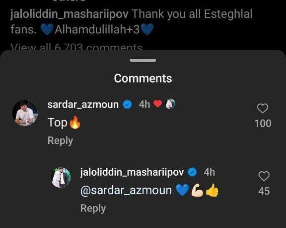 عکس | کامنت سردار آزمون برای ستاره جدید استقلال