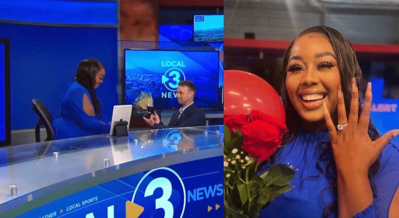 عکس | خواستگاری آقای گزارشگر از دختر مجری روی آنتن زنده تلویزیون عکس | خواستگاری آقای گزارشگر از دختر مجری روی آنتن زنده تلویزیون