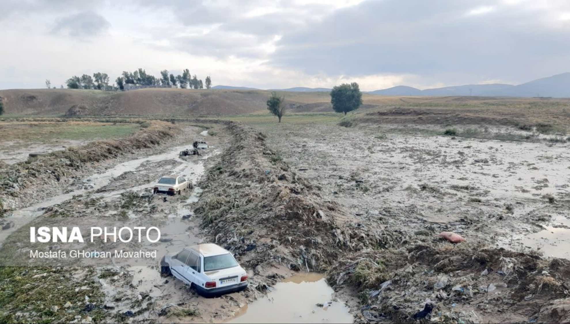عکس | تصاویر عجیب از ماشین‌های در گل کرده سیل اهر