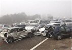 عکس | تصادف زنجیره‌ای در جاده تهران-قم حادثه آفرید