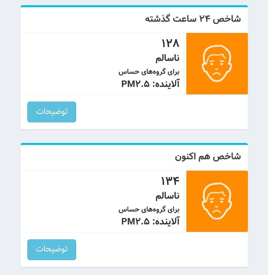 عکس | هوای تهران همچنان ناسالم