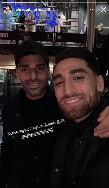 عکس | مهدی طارمی توسط علی جهانبخش در هلند غافلگیر شد