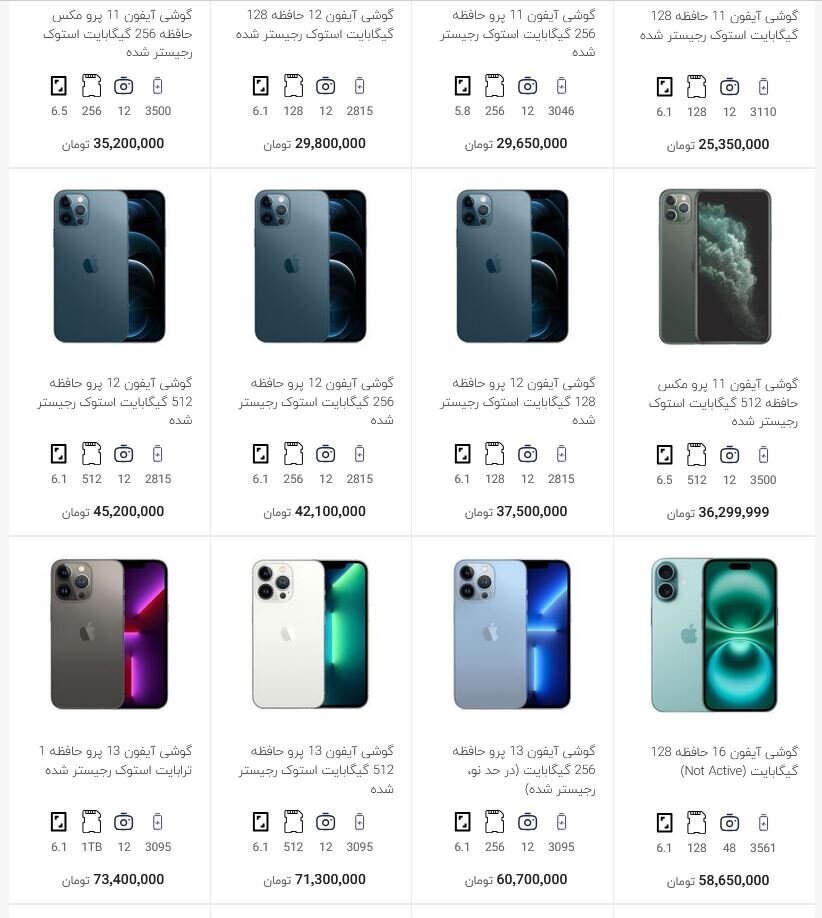 تغییر عجیب قیمت مدل‌های یازده تا سیزده آیفون در بازار