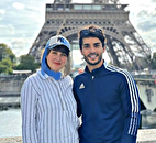 عکس | تیپ تینیجری گلوریا هاردی در کنار همسرش زیر برج ایفل!