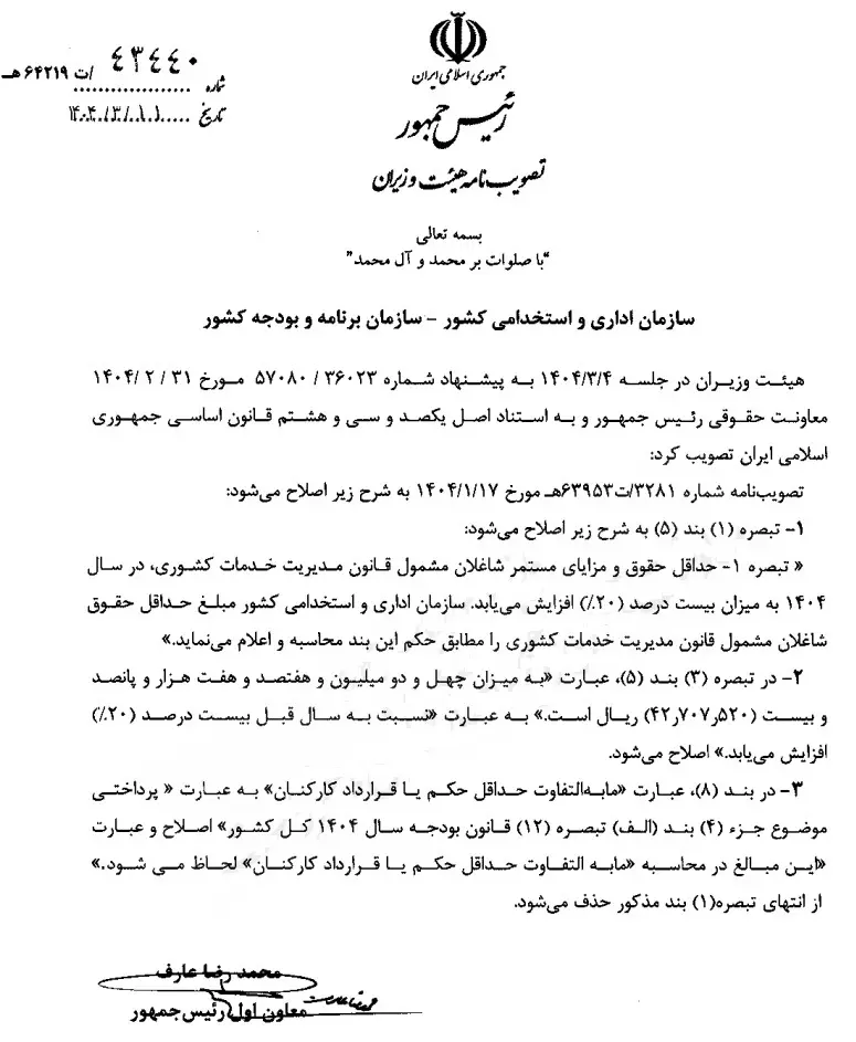 اصلاح حقوق کارمندان در سال ۱۴۰۴ قطعی شد | دستور دولت صادر شد اصلاح حقوق کارمندان در سال ۱۴۰۴ قطعی شد | دستور دولت صادر شد