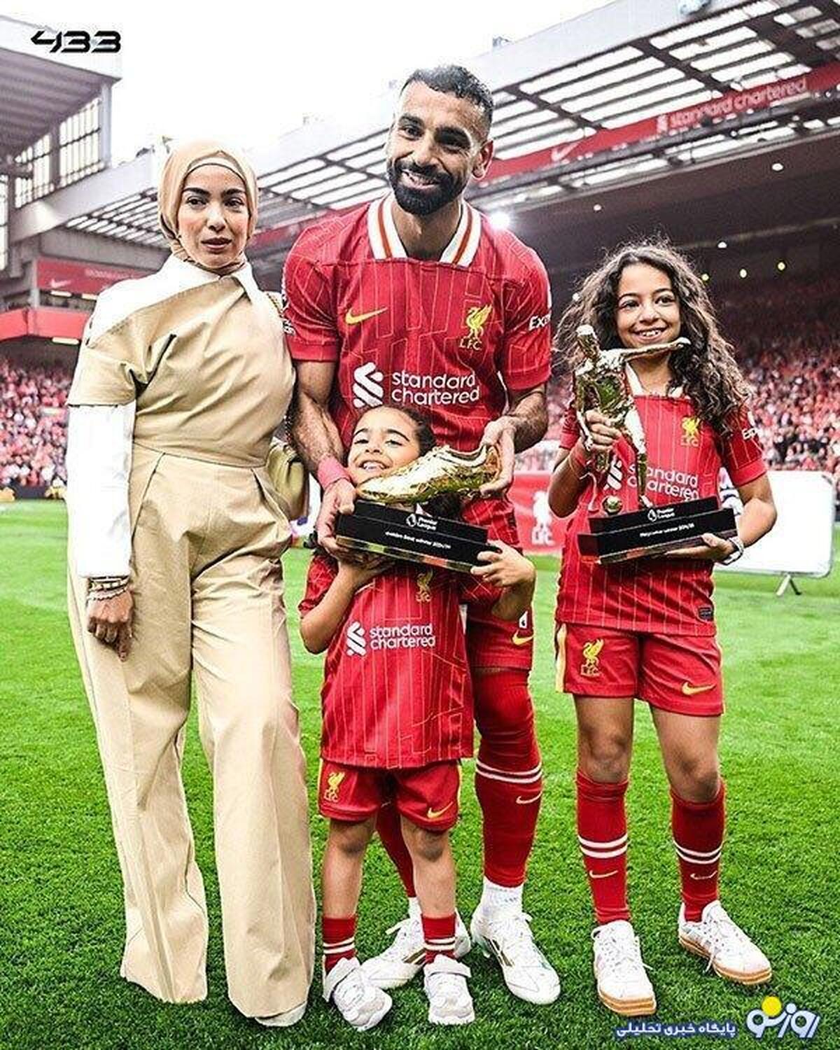 پوشش همسر محمد صلاح در ورزشگاه توجهات را جلب کرد!