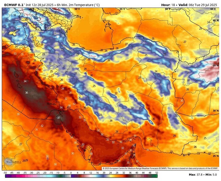 پیشبینی هواشناسی برای روزهای پایان هفته | ورود موج جدید گرما از امروز ۷ مردادماه + نقشه پیشبینی هواشناسی برای روزهای پایان هفته | ورود موج جدید گرما از امروز ۷ مردادماه + نقشه