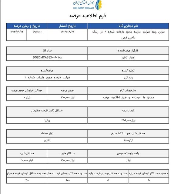 قیمت پایه بنزین سوپر اعلام شد