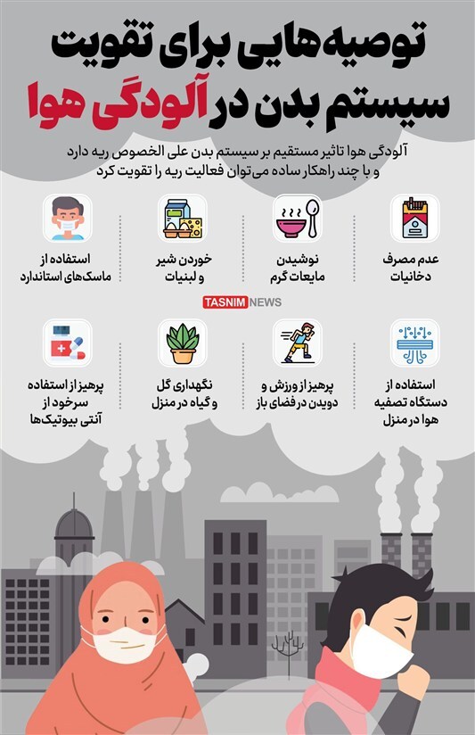 توصیه‌هایی برای تقویت سیستم بدن در آلودگی هوا + اینفوگرافیک